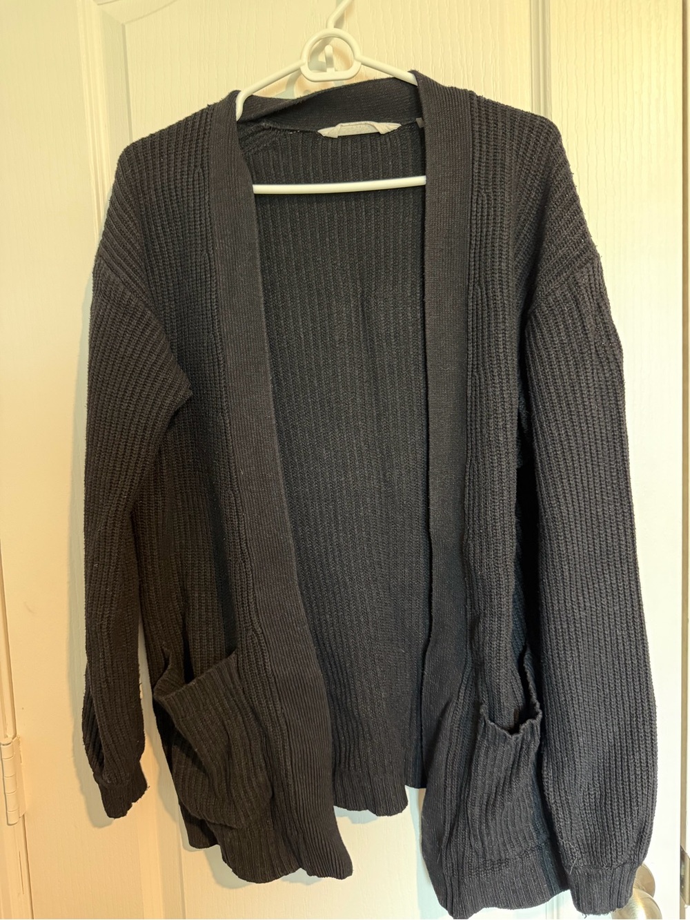 Tavi Noir Open-Front Chunky Knit Cardigan in Charcoal